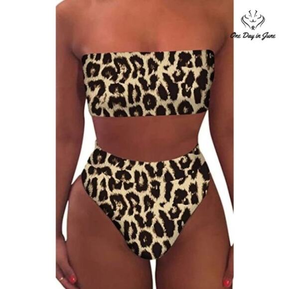 Pink Queen Removable Strap High Waist Bikini Swimsuit Size L - Picture 1 of 3